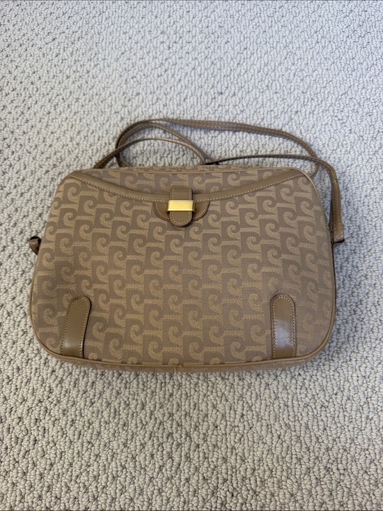 Pierre Cardin Handbags - Pierre Cardin Tan Monogram Crossbody Bag with Gold Accent